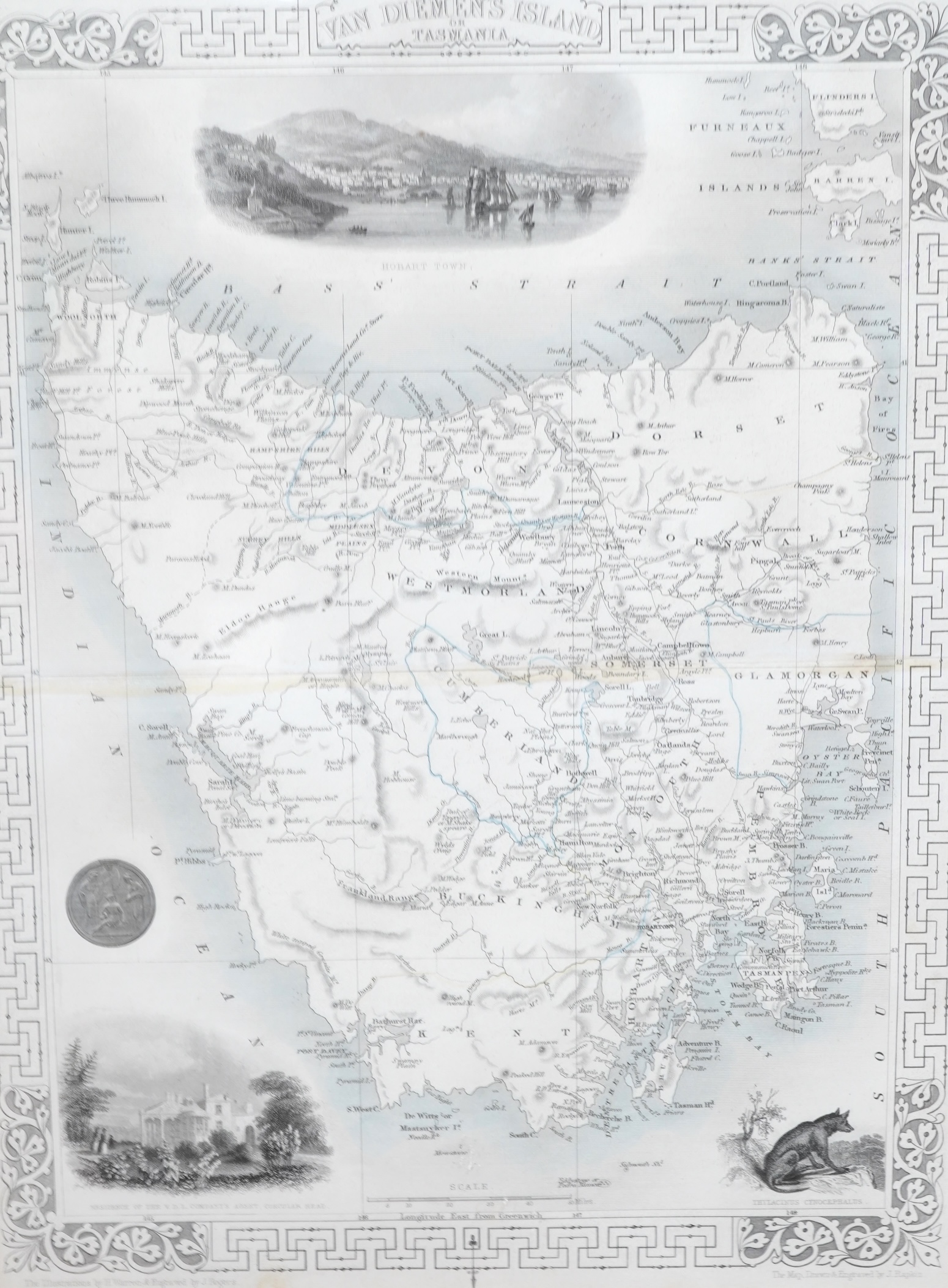A collection of six maps and engravings to include: The Empire of Japan, printed by Laurie & Whittle, 1794 and China Proper from Gilberts Modern Atlas, framed